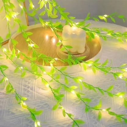 Green Leaf Artificial Curtain LED String Light, 200 LEDs, 8 Modes, Remote Control