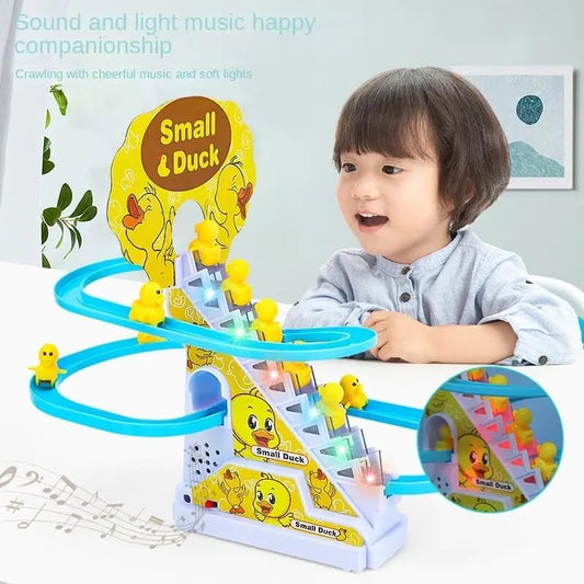 Small Duck Track Toys for Kids -Stair Climbing ,Escalator Toy with Lights and Music