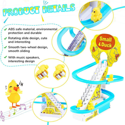 Small Duck Track Toys for Kids -Stair Climbing ,Escalator Toy with Lights and Music