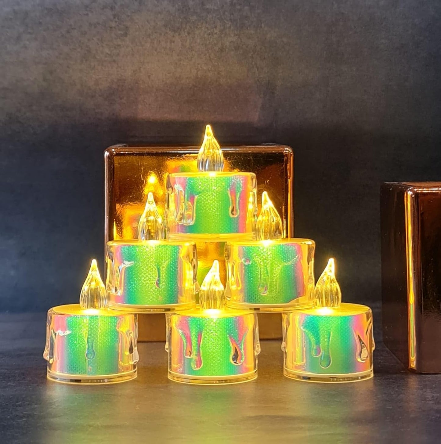 Flameless and Smokeless Decorative Multicolour Acrylic Candles