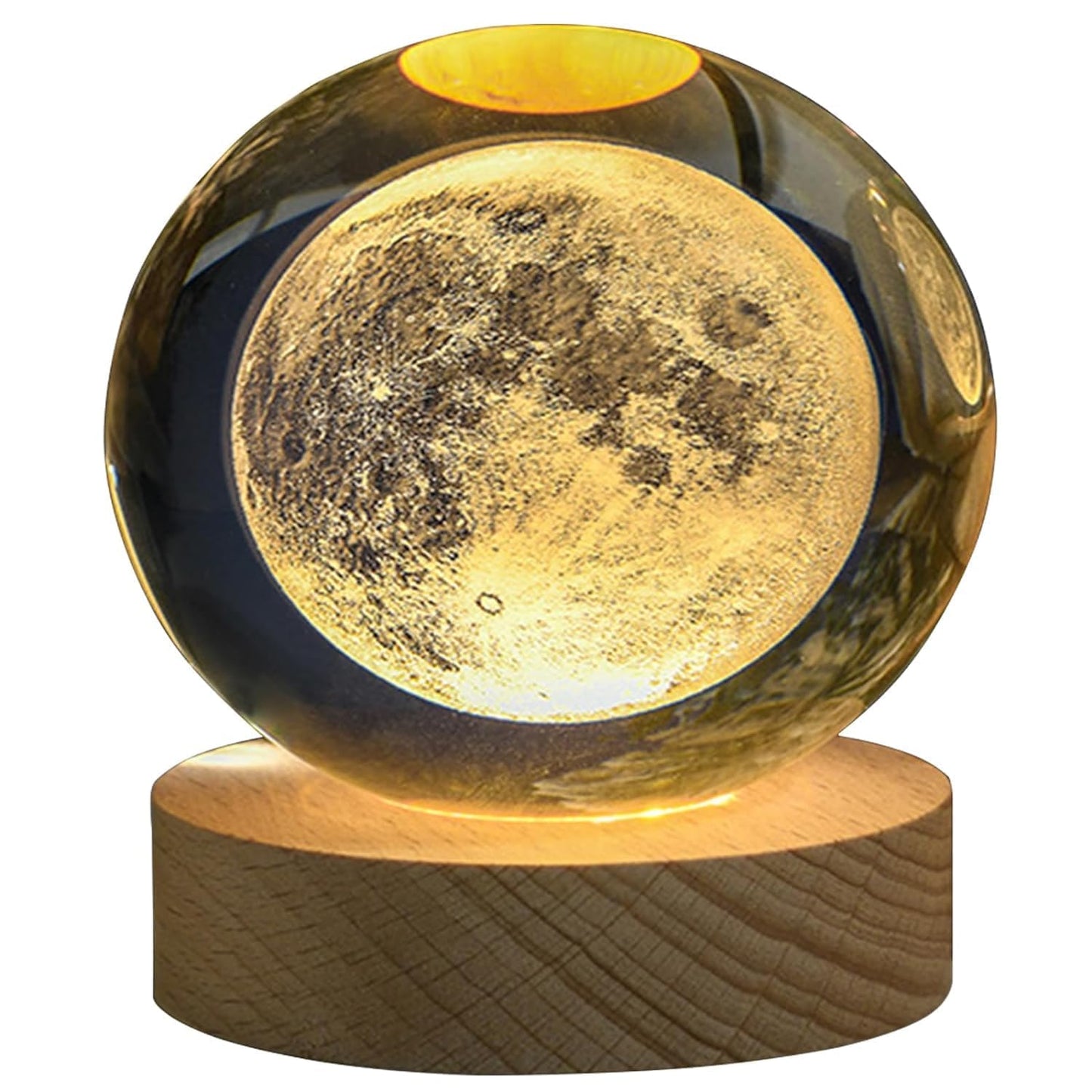 1  Crystal Ball Night Light, Glass Ball with Wooden Stand,