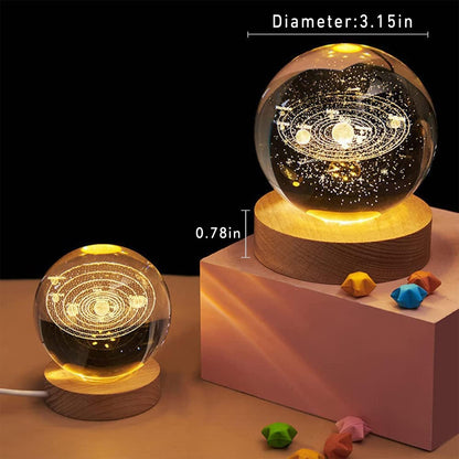 1  Crystal Ball Night Light, Glass Ball with Wooden Stand,